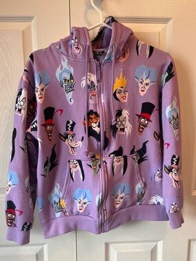 Cakeworthy x Disney Villains All Over Print Zip Up Hoodie - Purple - Medium